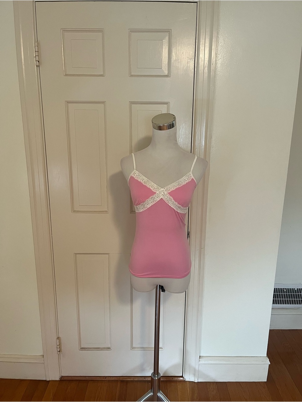 Vintage Pink Lace Trim Cami Tank XS/S Read